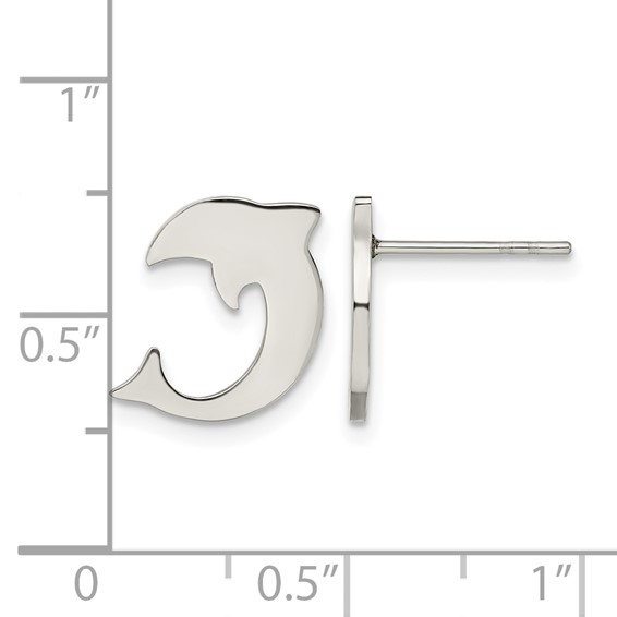 Chisel stainless Steel Polished Dolphin Post Earrings