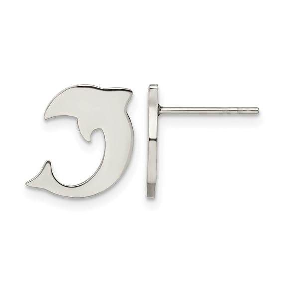 Chisel stainless Steel Polished Dolphin Post Earrings