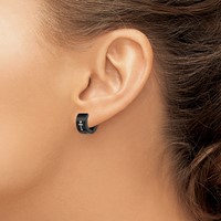 Chisel Stainless Steel Black IP-plated 7mm Hinged Hoop Earrings with Cross view 4