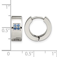 Chisel Stainless Steel Brushed and Polished with Blue CZ 6mm Hinged Hoop Earrings view 5