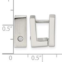 Chisel Stainless Steel Brushed and Polished Earrings with CZ 5mm Hinged Square Hoop view 5