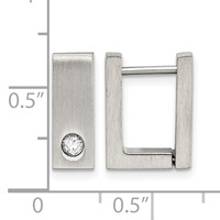 Chisel Stainless Steel Brushed and Polished with CZ 4mm Square Hinged Hoop Earrings view 5