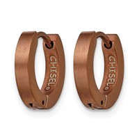 Chisel Stainless Steel Brushed Brown IP-plated 2mm Hinged Hoop Earrings view 3