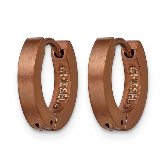 Chisel Stainless Steel Brushed Brown IP-plated 2mm Hinged Hoop Earrings