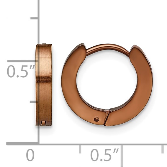 Chisel Stainless Steel Brushed Brown IP-plated 2mm Hinged Hoop Earrings