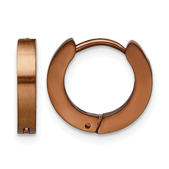 Chisel Stainless Steel Brushed Brown IP-plated 2mm Hinged Hoop Earrings