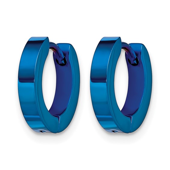 Chisel Stainless Steel Brushed Blue IP-plated 2mm Hinged Hoop Earrings