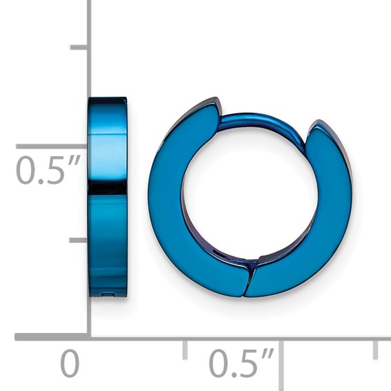 Chisel Stainless Steel Brushed Blue IP-plated 2mm Hinged Hoop Earrings