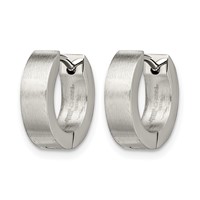 Chisel Stainless Steel Brushed and Polished Round 4mm Hinged Hoop Earrings view 3