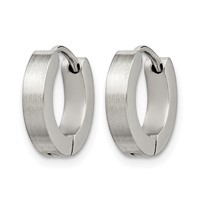 Chisel Stainless Steel Brushed and Polished 3mm Hinged Hoop Earrings view 3