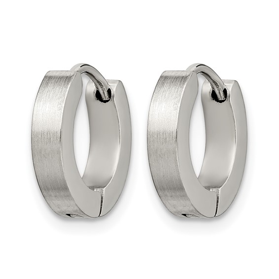 Chisel Stainless Steel Brushed and Polished 3mm Hinged Hoop Earrings