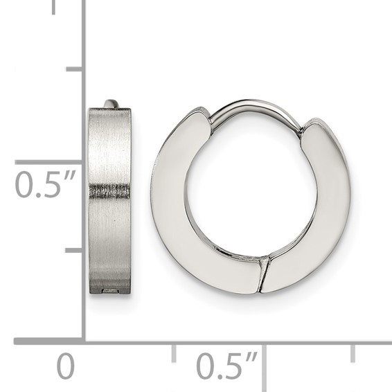 Chisel Stainless Steel Brushed and Polished 3mm Hinged Hoop Earrings