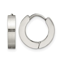 Chisel Stainless Steel Brushed and Polished 3mm Hinged Hoop Earrings view 1