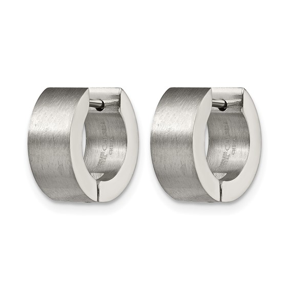 Chisel Stainless Steel Brushed Round 5mm Hinged Hoop Earrings