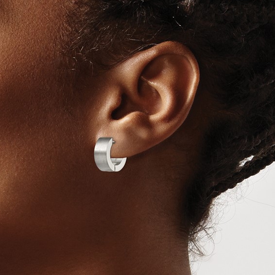 Chisel Stainless Steel Brushed Round 5mm Hinged Hoop Earrings