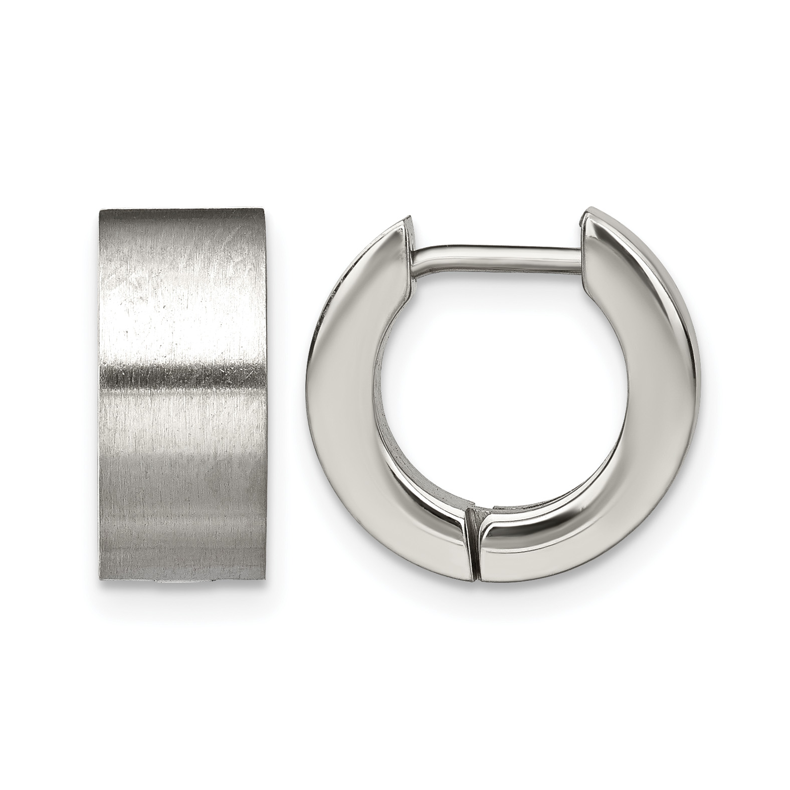 Stainless Steel Brushed Round Hinged Hoop Earrings SRE385 eBay