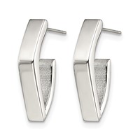 Chisel Stainless Steel Polished J Post Earrings view 3