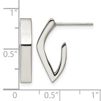 Chisel Stainless Steel Polished J Post Earrings view 5