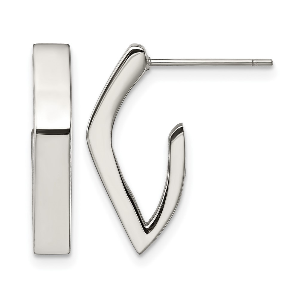 Chisel Stainless Steel Polished J Post Earrings