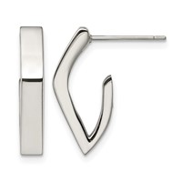 Chisel Stainless Steel Polished J Post Earrings view 1