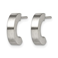 Chisel Stainless Steel Brushed J Hoop Post Earrings view 3