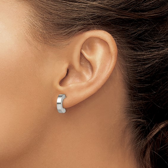 Chisel Stainless Steel Brushed J Hoop Post Earrings