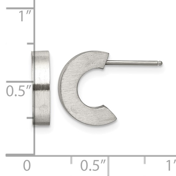 Chisel Stainless Steel Brushed J Hoop Post Earrings