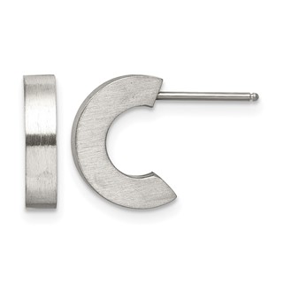Chisel Stainless Steel Brushed J Hoop Post Earrings