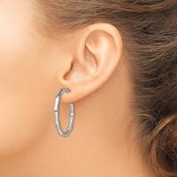 Chisel Stainless Steel Polished Bamboo Design J Hoop Post Earrings view 4