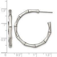 Chisel Stainless Steel Polished Bamboo Design J Hoop Post Earrings view 5