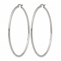 Chisel Stainless Steel Polished 60mm Diameter 2mm Hoop Earrings view 3