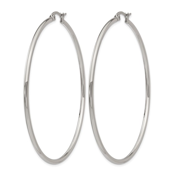Chisel Stainless Steel Polished 60mm Diameter 2mm Hoop Earrings