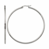 Chisel Stainless Steel Polished 60mm Diameter 2mm Hoop Earrings view 1