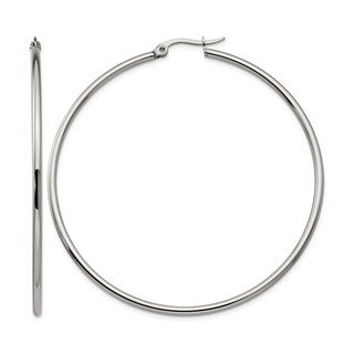 Chisel Stainless Steel Polished 60mm Diameter 2mm Hoop Earrings