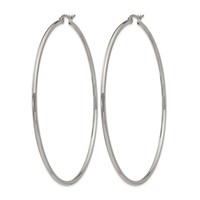 Chisel Stainless Steel Polished 70mm Diameter 2mm Hoop Earrings view 3