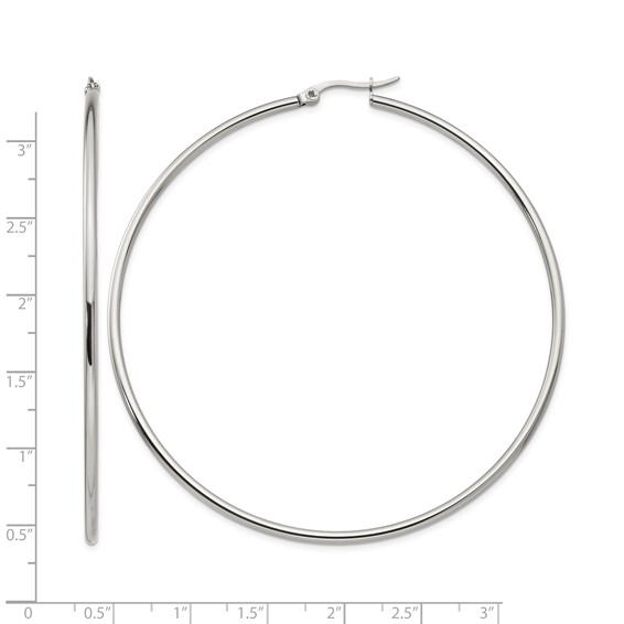 Chisel Stainless Steel Polished 70mm Diameter 2mm Hoop Earrings