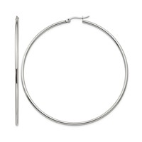Chisel Stainless Steel Polished 70mm Diameter 2mm Hoop Earrings view 1