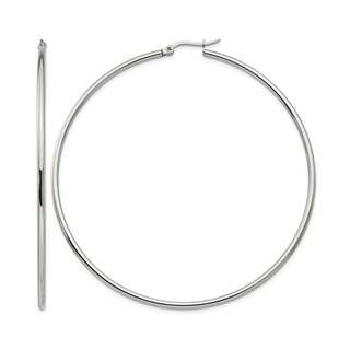Chisel Stainless Steel Polished 70mm Diameter 2mm Hoop Earrings