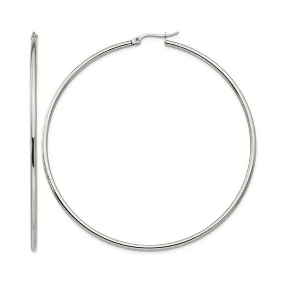 Chisel Stainless Steel Polished 70mm Diameter 2mm Hoop Earrings