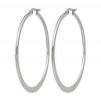 Chisel Stainless Steel Polished 50mm Diameter Hoop Earrings view 3