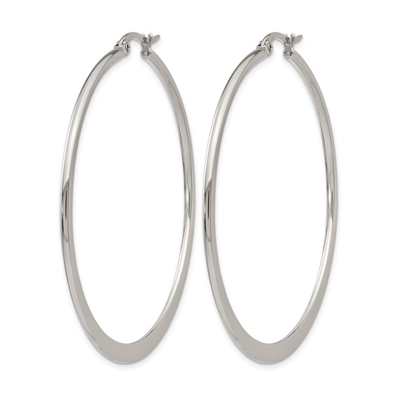 Chisel Stainless Steel Polished 50mm Diameter Hoop Earrings
