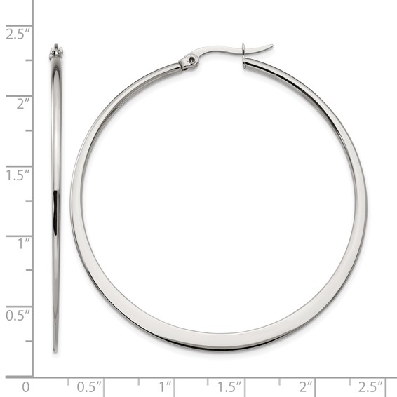 Chisel Stainless Steel Polished 50mm Diameter Hoop Earrings