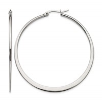 Chisel Stainless Steel Polished 50mm Diameter Hoop Earrings view 1