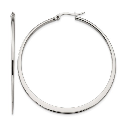 Chisel Stainless Steel Polished 50mm Diameter Hoop Earrings