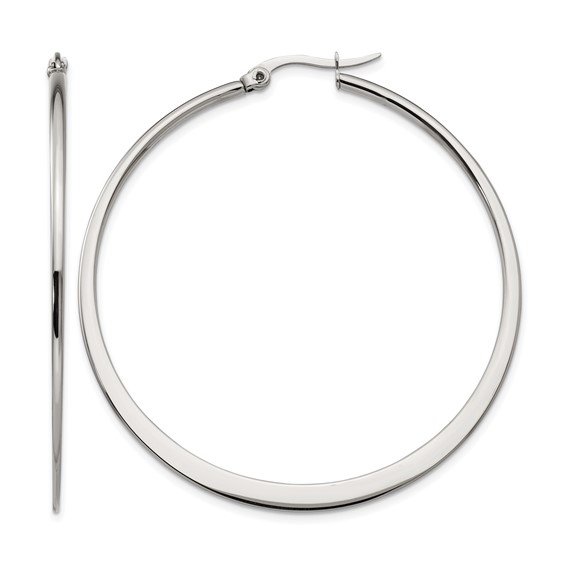 Chisel Stainless Steel Polished 50mm Diameter Hoop Earrings