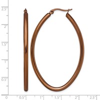 Chisel Stainless Steel Polished Brown IP-plated 55mm Diameter 3mm Oval Hoop Earrings view 5