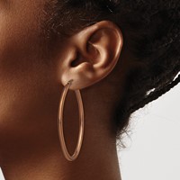 Chisel Stainless Steel Polished Brown IP-plated 50mm Diameter 3mm Oval Hoop Earrings view 4