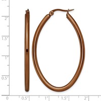 Chisel Stainless Steel Polished Brown IP-plated 50mm Diameter 3mm Oval Hoop Earrings view 5