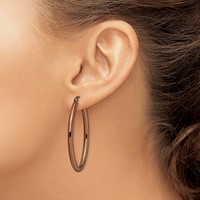 Chisel Stainless Steel Polished Brown IP-plated 40mm Diameter 3mm Oval Hoop Earrings view 4