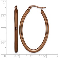 Chisel Stainless Steel Polished Brown IP-plated 40mm Diameter 3mm Oval Hoop Earrings view 5